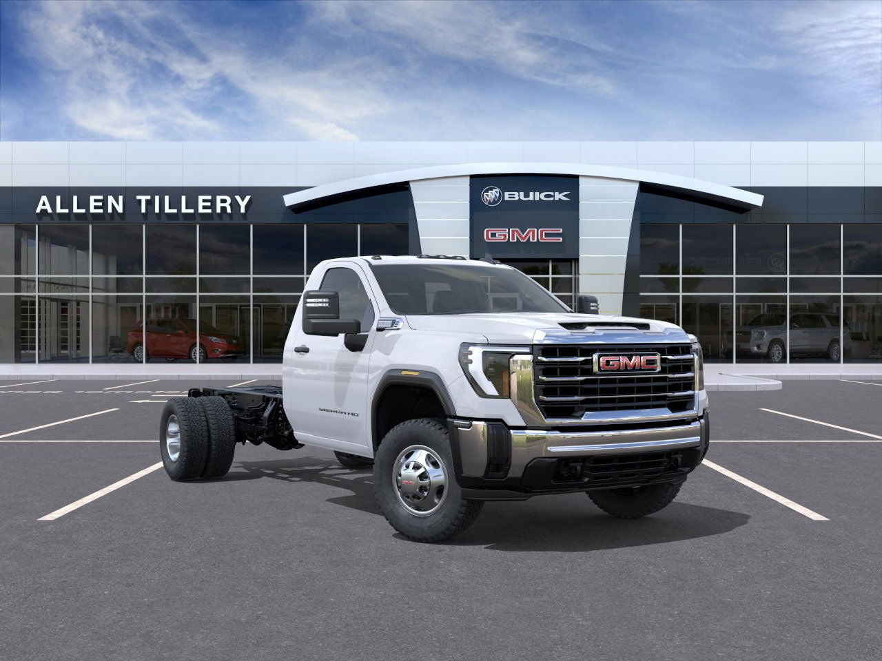 2026 GMC Sierra 3500 HD Chassis Cab Pro in Summit White — front three-quarter view
