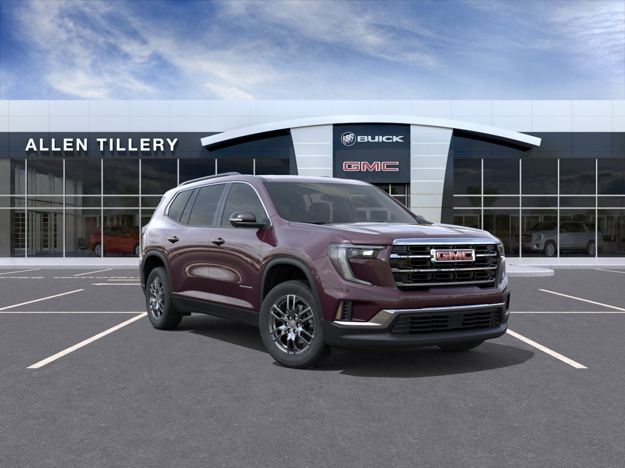 2026 GMC Acadia Elevation in Crystal Metallic — front three-quarter view
