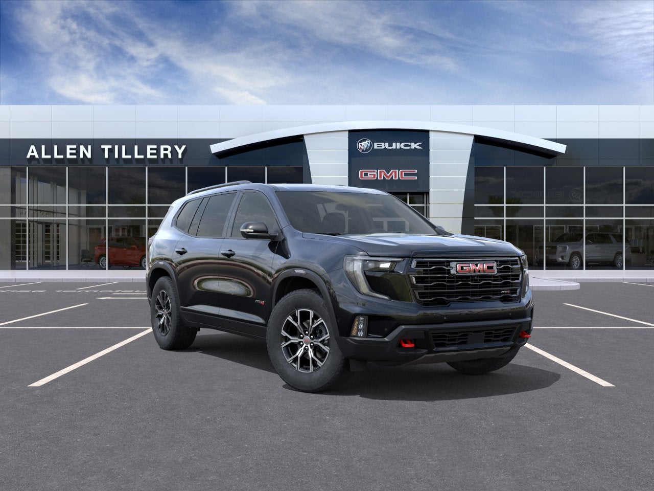2026 GMC Acadia AT4 in Ebony Twilight Metallic — front three-quarter view