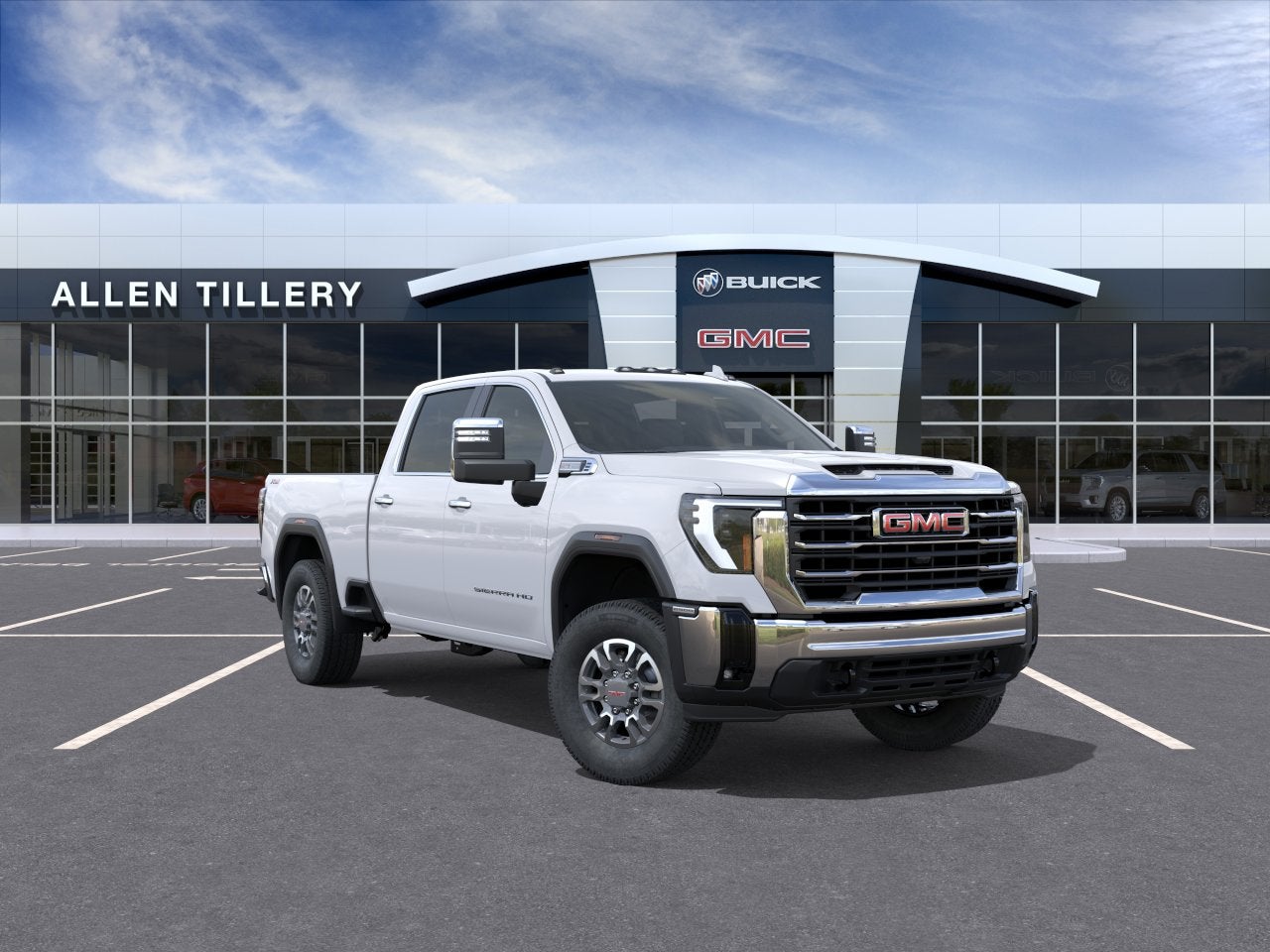 2026 GMC Sierra 2500 HD SLT in Summit White — front three-quarter view