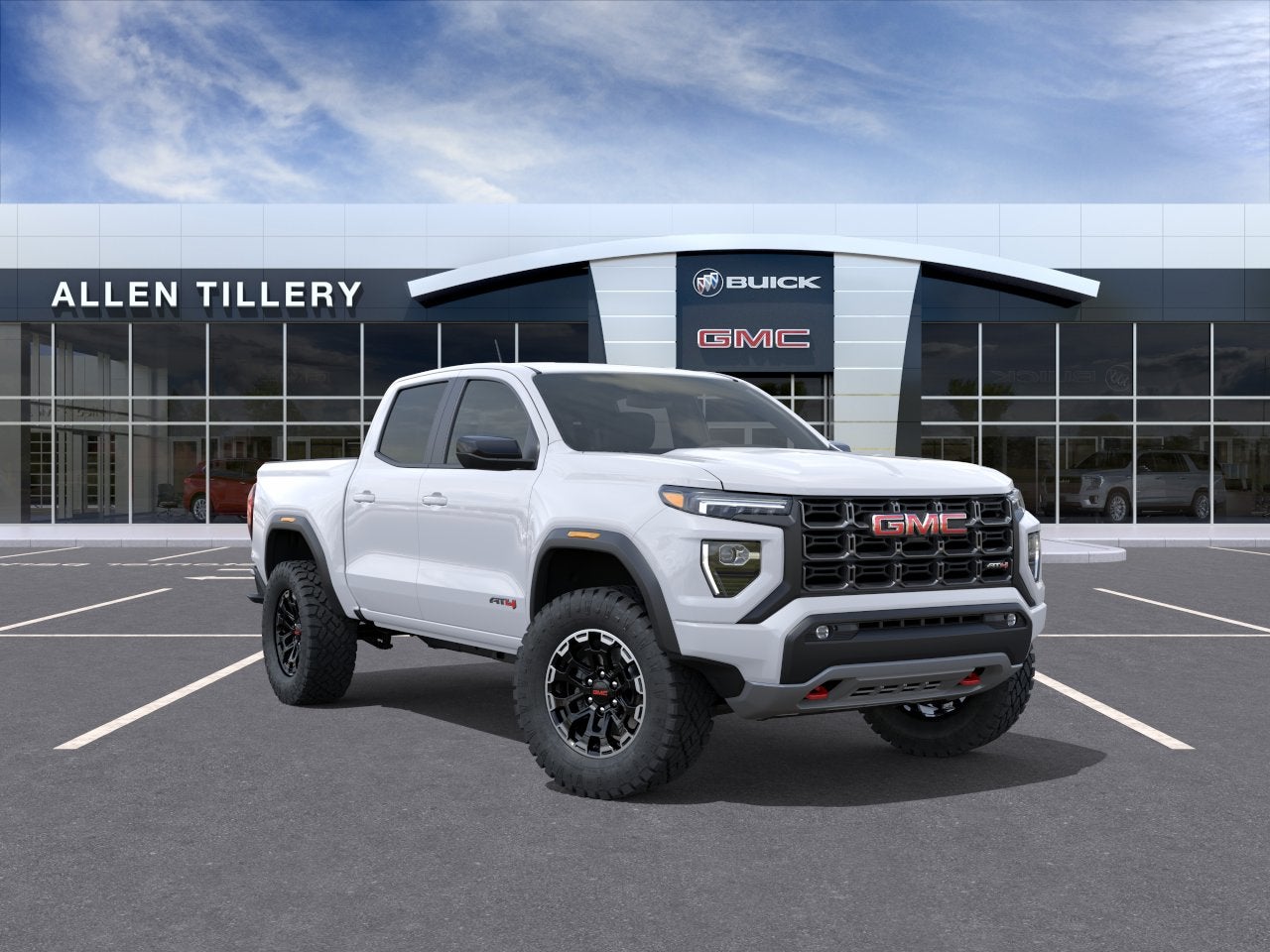 2026 GMC Canyon AT4 in Summit White — front three-quarter view