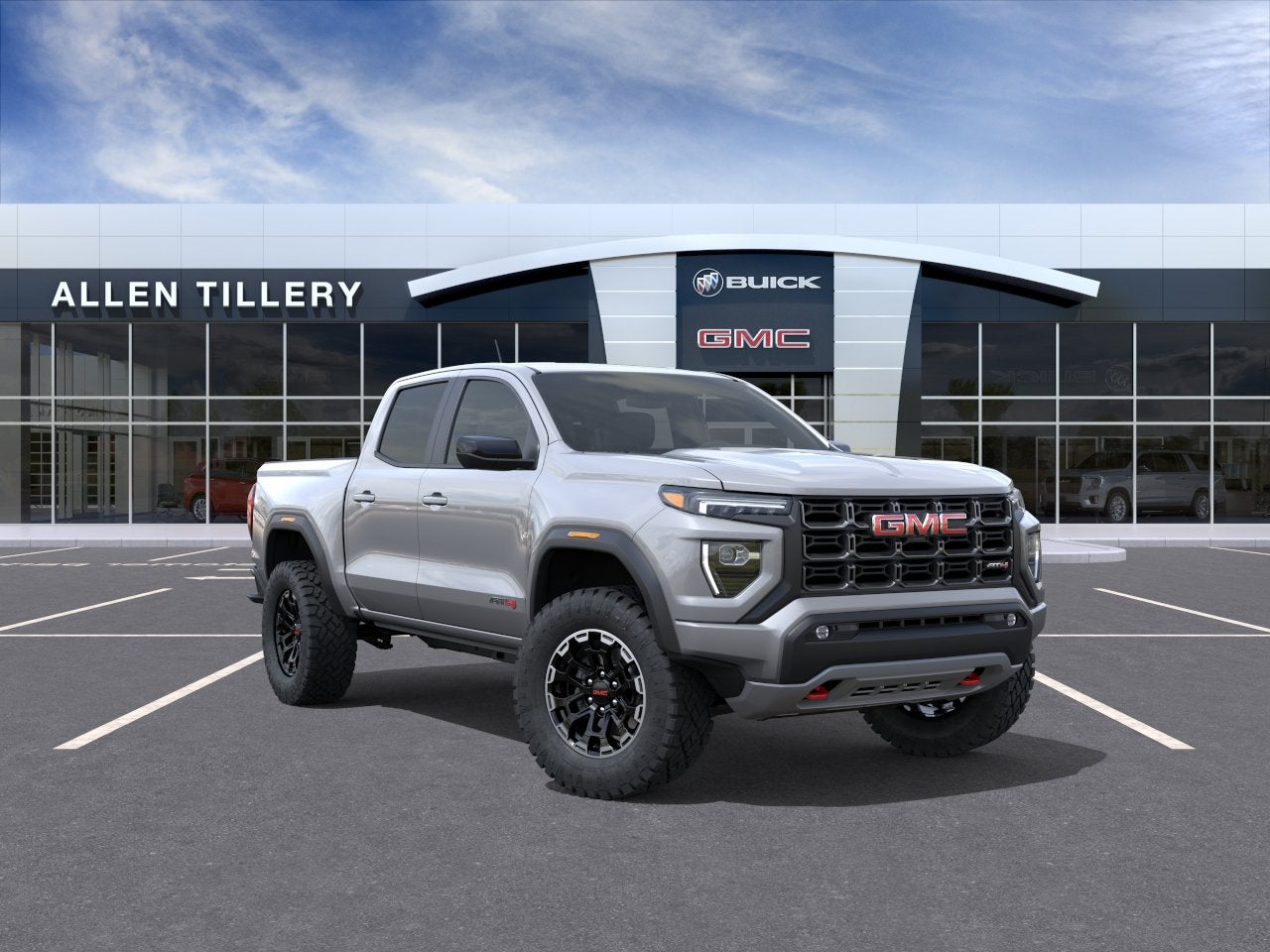 2026 GMC Canyon AT4 in Sterling Metallic — front three-quarter view