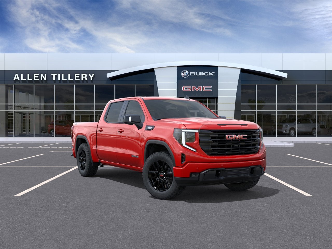 2026 GMC Sierra 1500 Elevation in Cardinal Red — front three-quarter view