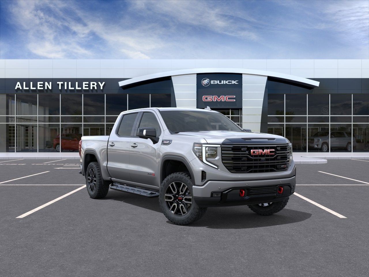 2026 GMC Sierra 1500 AT4 in Sterling Metallic — front three-quarter view