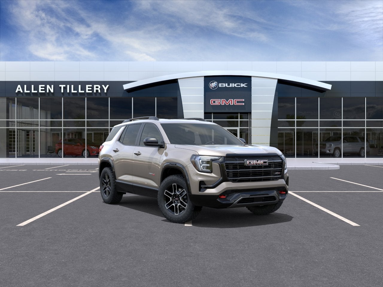 2027 GMC Terrain AWD AT4 in Riverstone Metallic — front three-quarter view