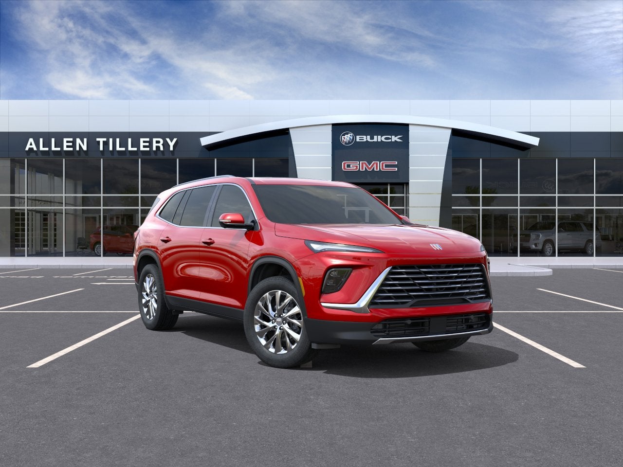 2026 Buick Enclave Preferred in Cherry Red Tintcoat — front three-quarter view