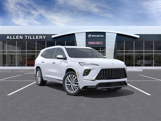 2026 Buick Enclave Avenir in Iridescent White Tricoat — front three-quarter view