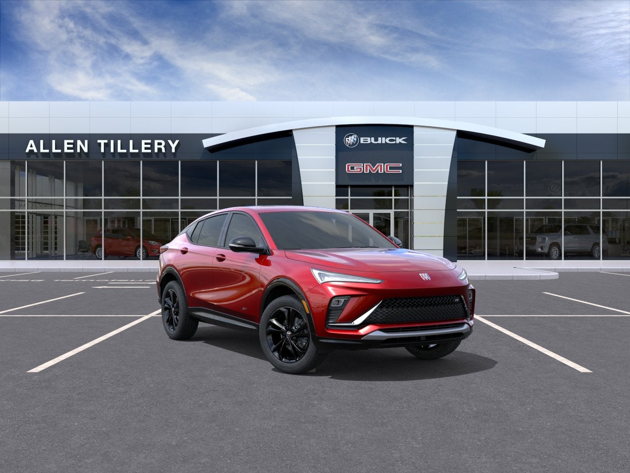 2026 Buick Envista Sport Touring in Brilliant Red — front three-quarter view