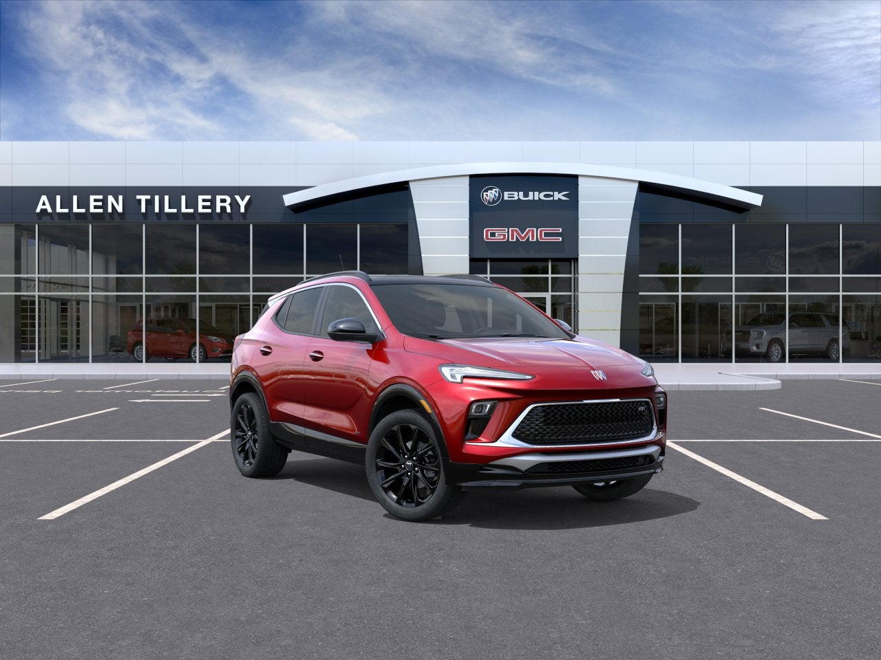 2026 Buick Encore GX Sport Touring in Brilliant Red — front three-quarter view