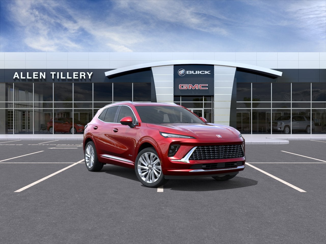 2025 Buick Envision Avenir in Brilliant Red — front three-quarter view