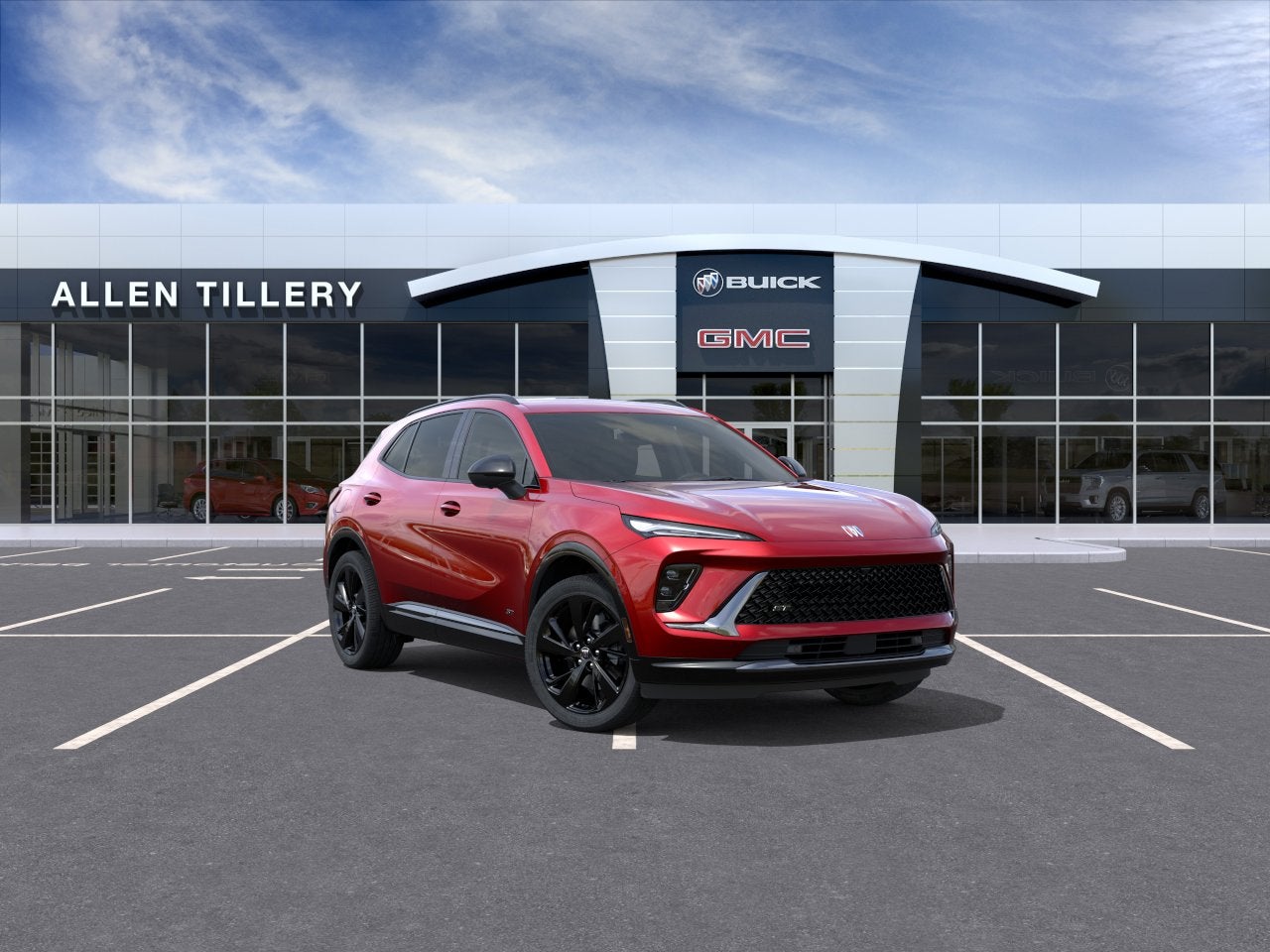 2026 Buick Envision Sport Touring in Brilliant Red — front three-quarter view